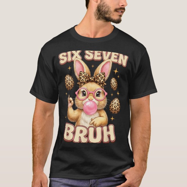 T-shirt Drôle 6 7 mème six sept lapin léopard arc 6-7 (Devant)