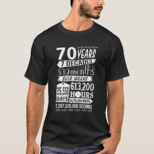 T-shirt Drôle 70e anniversaire 70 ans Vieux Signe Gag Cade