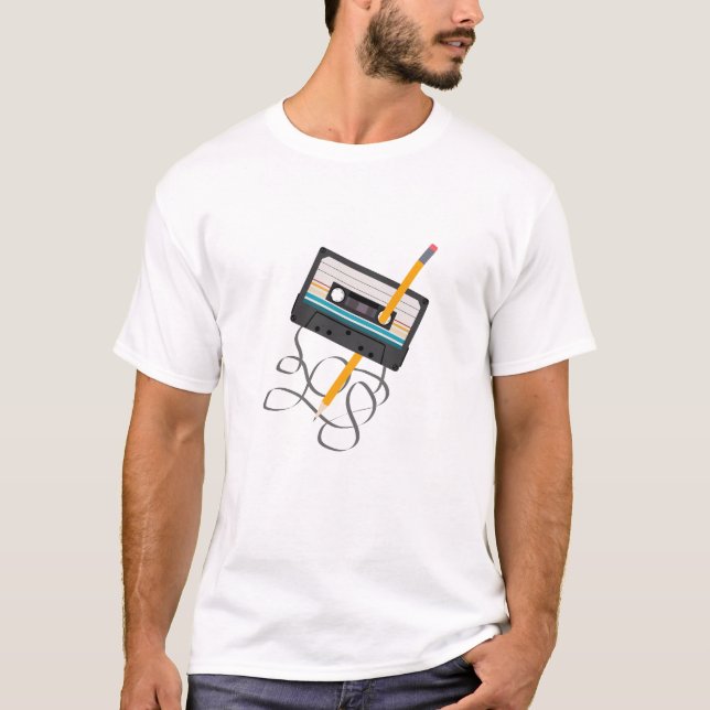 T-shirt Drôle 80s Musique Retro Cassette Bande (Devant)