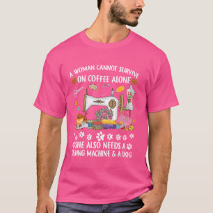 T-shirt Drôle à coudre Café et Chiens Lover Édulcorer Chie