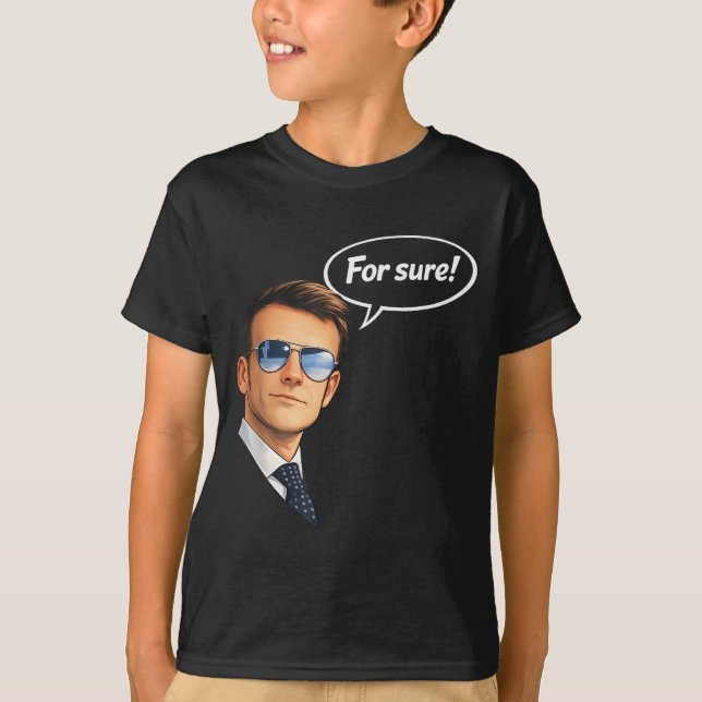 T-shirt Drôle à coup sûr macron lunettes mème  (Devant)