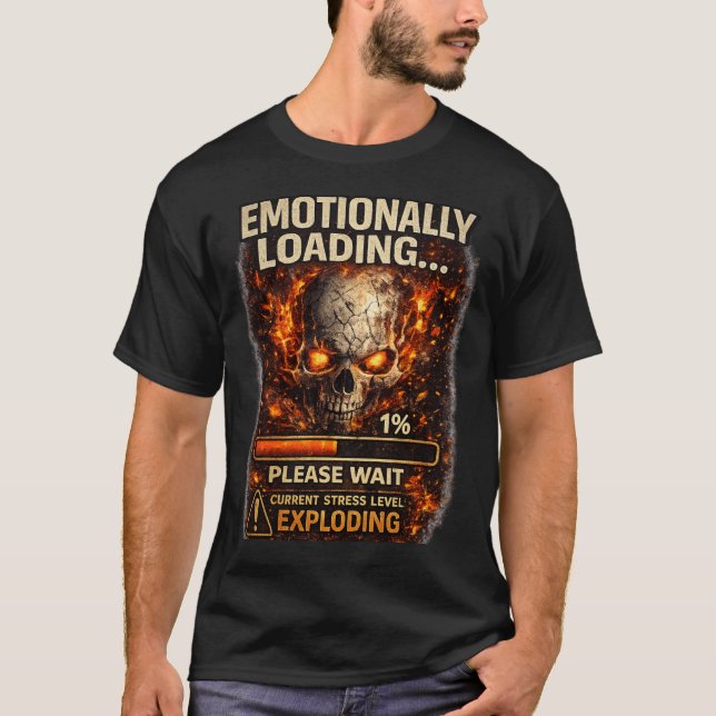T-shirt drôle à crâne chargé émotionnellement – Dé (Devant)