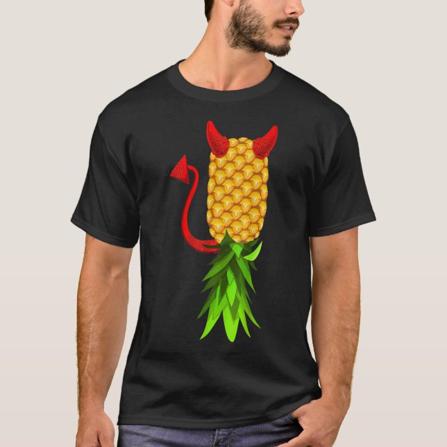 T-shirt Drôle à l'envers de l'ananas Swinger Hommes Femmes (Devant)