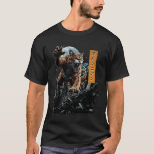 T-shirt Drôle Abyssin Cat Kaiju Monstre Japonais