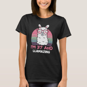 T-shirt Drôle Adorable Llama 37e Anniversaire Cadeau Pour