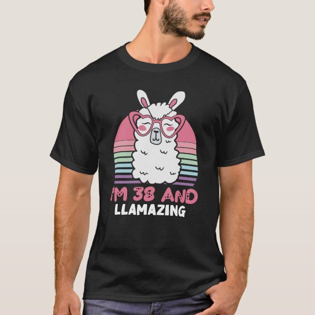 T-shirt Drôle Adorable Llama 38e Anniversaire Cadeau Pour  (Devant)