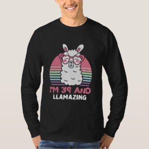 T-shirt Drôle Adorable Llama 39e Anniversaire Cadeau Pour