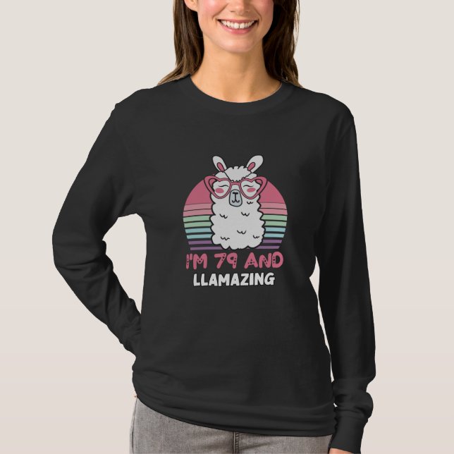 T-shirt Drôle Adorable Llama 79e Anniversaire Cadeau Pour  (Devant)