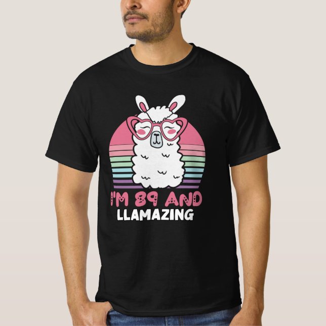 T-shirt Drôle Adorable Llama 89e Anniversaire Cadeau Pour  (Devant)