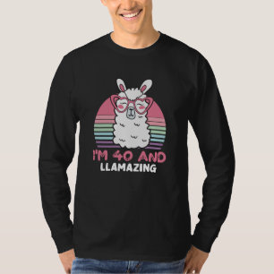 T-shirt Drôle Adorable Llama Cadeau 40e Anniversaire Pour