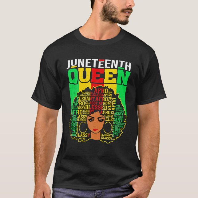 T-shirt Drôle Afro Femmes Melanin Junetdix Black Queen (Devant)