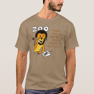 T-shirt Drôle Aidez-Lion dans un dessin animé de Zoo. Help