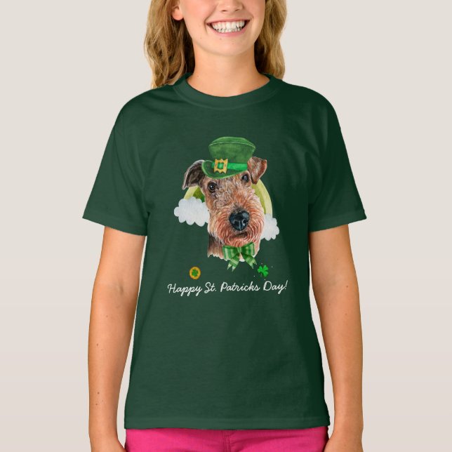 T-shirt Drôle Airedale Terrier Or St. Patricks Day (Devant)