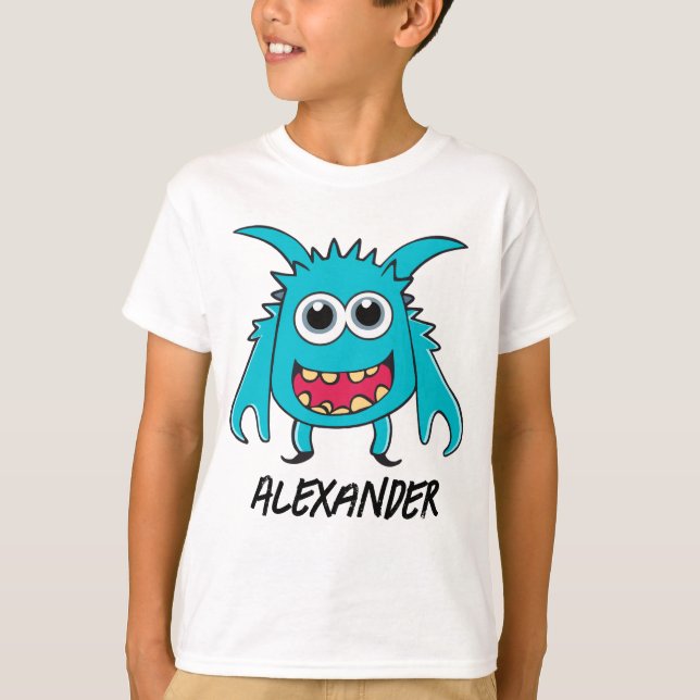T-shirt Drôle Alien Blue Green Monster (Devant)