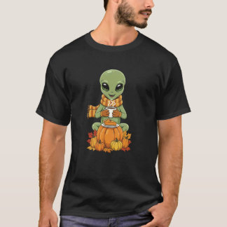 T-shirt Drôle Alien Café Automne Action de Grâce Femmes Ho