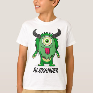 T-shirt Drôle Alien One Eye Green Monster Cartoon