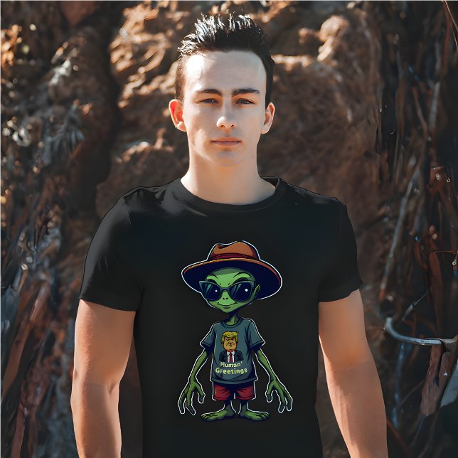T-shirt Drôle Alien "Salutations Humaines" Satire politiqu (Funny Alien “Human Greetings” Political Satire T-Shirt)