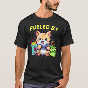 T-shirt Drôle Alimenté Par Chocolat De Chat Joueur Et Les