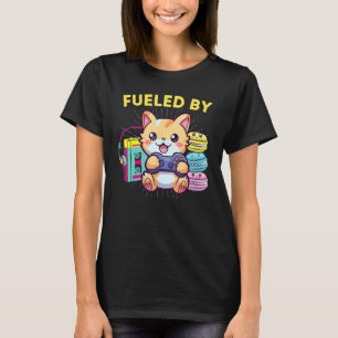 T-shirt Drôle Alimenté Par Des Macarons De Chat Joueur & L