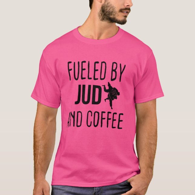 T-shirt Drôle alimenté par Judo et Café (Devant)