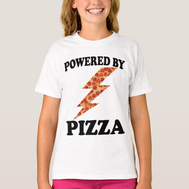 T-shirt Drôle Alimenté Par Pizza Cool Pizza (Devant)