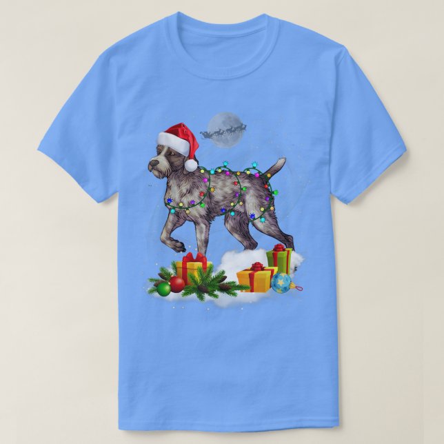 T-shirt Drôle Allemand À poils durs Pointer Chien de Noël  (Design devant)
