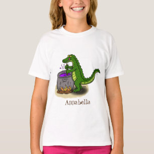 T-shirt Drôle alligator vert cuisine dessin animé