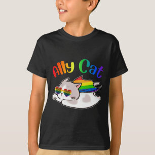 T-shirt Drôle Ally Chat Purride Lgbtq Mois Gay pride Femme