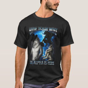 T-shirt Drôle Alpha Wolf Mème Cacher Votre Femme Alpha Est
