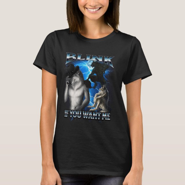 T-shirt Drôle Alpha Wolf mème Lien si vous voulez moi Boot (Devant)