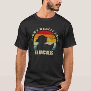 T-shirt Drôle Amateurs de canard I Really Love Ducks Retro
