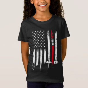 T-Shirt Drôle américain Drapeau Infirmière Jour Idée cadea