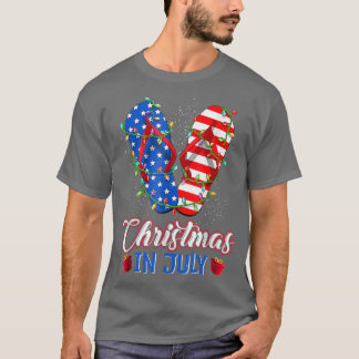 T-shirt Drôle américain Flip Flops Xmas Lights Noël