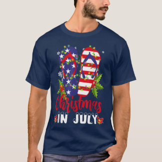 T-shirt Drôle américain Flip Flops Xmas Lights Noël
