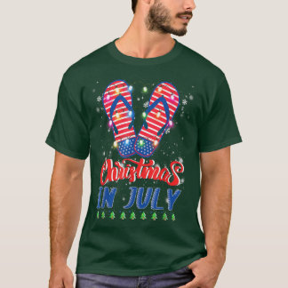T-shirt Drôle américain Flip Flops Xmas Lights Noël