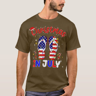 T-shirt Drôle américain Flip Flops Xmas Lights Noël