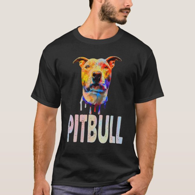 T-shirt Drôle American Pit Bull Terrier Pit Bull Papa Chie (Devant)