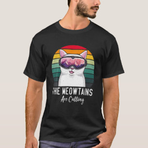 T-shirt Drôle Amoureux de les chats De Ski Les Mowtains A