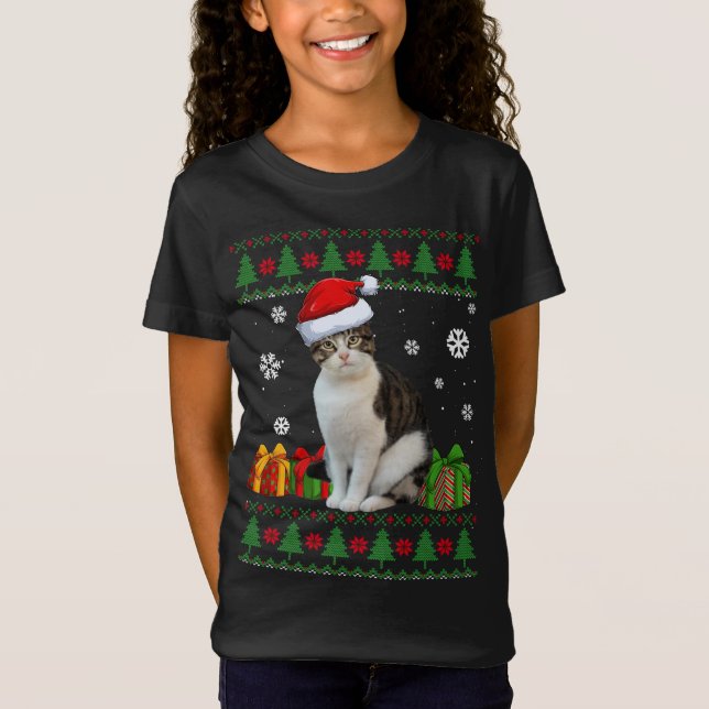 T-Shirt Drôle Amoureux de les chats mignon Chat Santa Hat  (Devant)