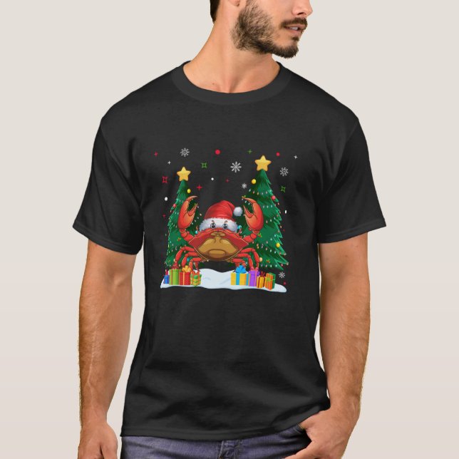 T-shirt Drôle Amoureux des animaux Crabe Santa Hat Vilain  (Devant)