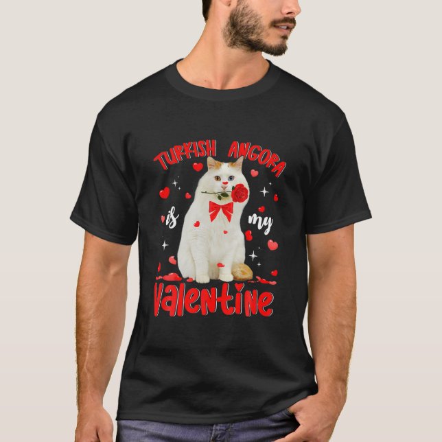 T-shirt Drôle Angora Turc Est Mon Chat Valentin Papa Chat  (Devant)