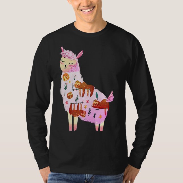 T-shirt Drôle animal Llama Sloth mignonne (Devant)