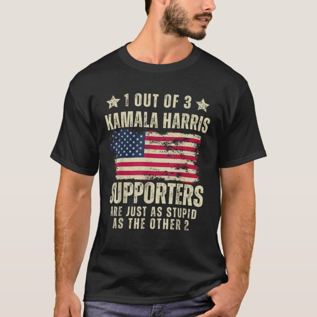 T-shirt Drôle Anti Kamala Harris Stupid Plaisanter Drapeau (Devant)