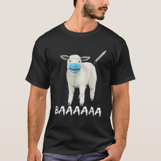 T-shirt Drôle-ANTI-MASK-SHEEP-AVEC-VISAGE-MASK-Vaccine-Baa