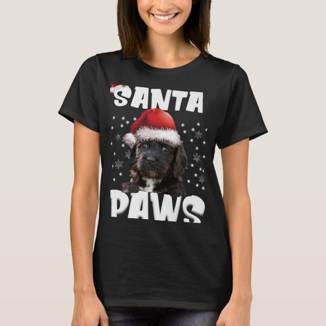 T-shirt Drôle Ao Noël Lumières Arbre Chien Amant Xma T Shi (Devant)