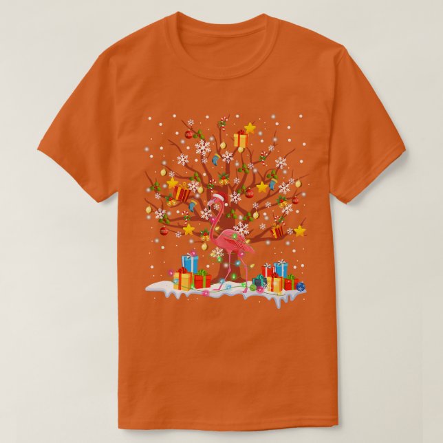 T-shirt Drôle arbre de Noël Père Noël Flamant rose Lover M (Design devant)