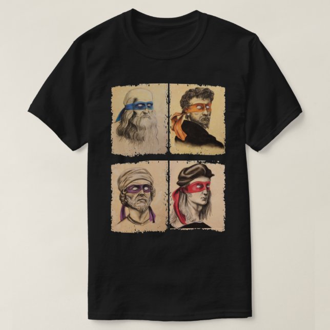 T-shirt Drôle Artistes Italiens Tortues Amateurs d'Art Cad (Design devant)