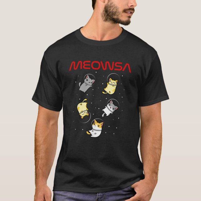 T-shirt Drôle Astronaut spatial Cadeaux de chats Hommes Fe (Devant)