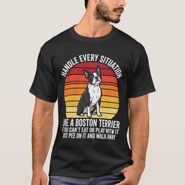 T-shirt Drôle attitude de Boston Terrier Rétro (Devant)