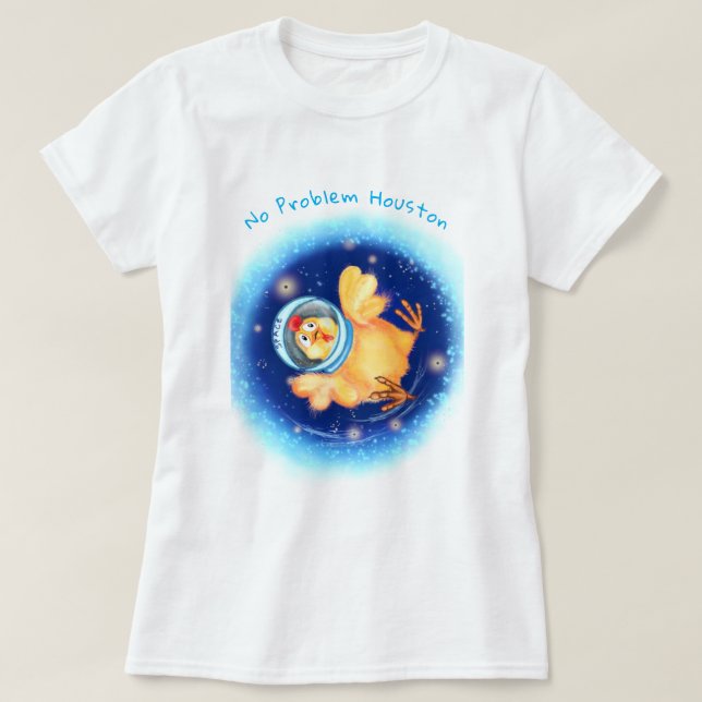 T-shirt drôle avec astronaute de poulet - Texte pe (Design devant)